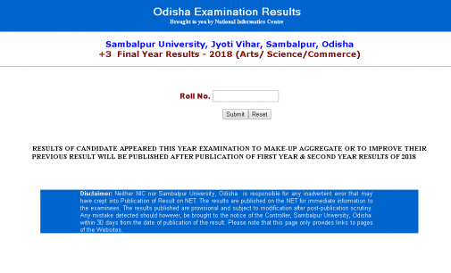 Sambalpur University declares +3 final year result for Arts, Commerce, Science streams,check result @orissaresults.nic.in